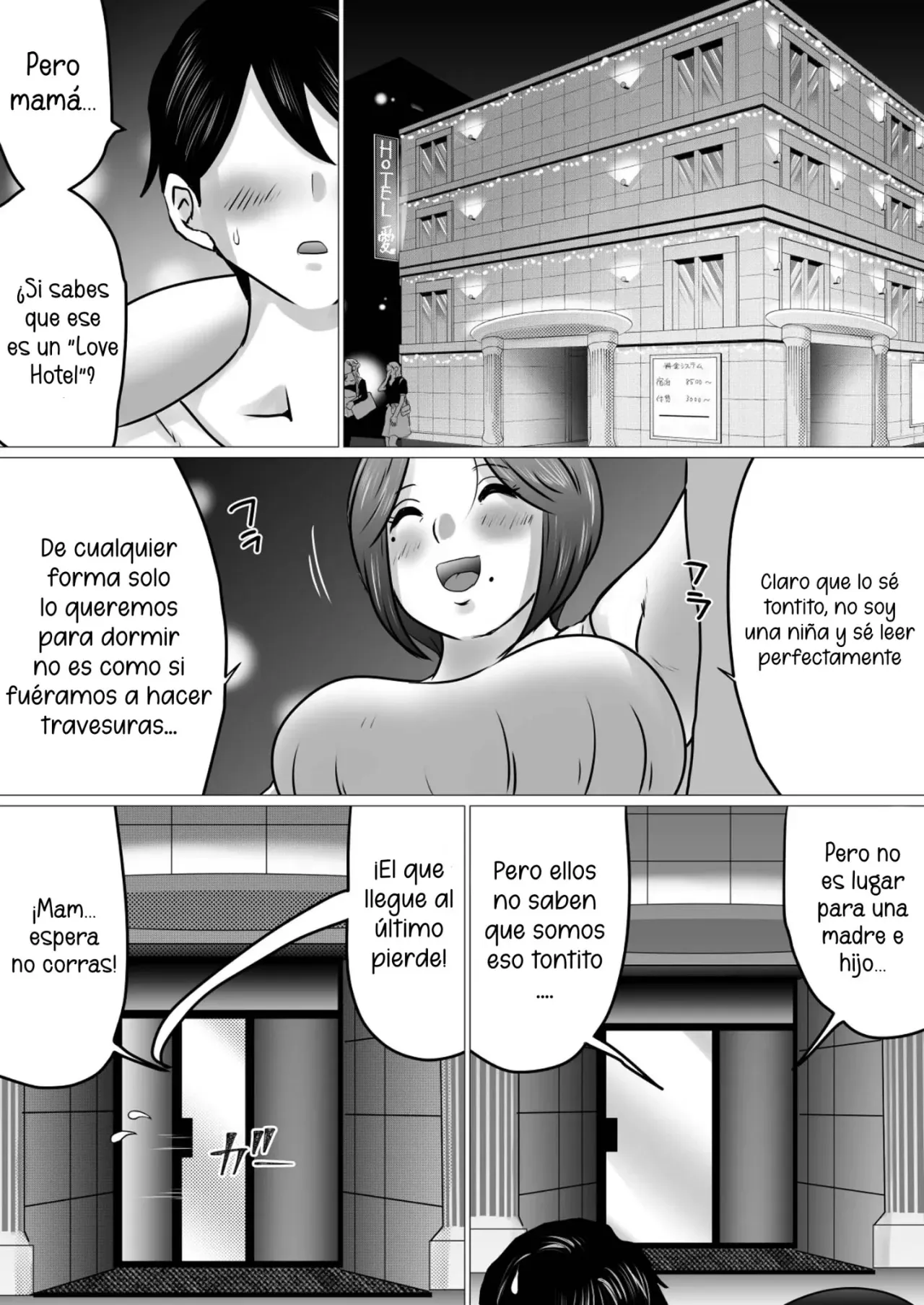 Jukubo to Futari de, Love Hotel . ~ Haha to Musuko… Misshitsu de Sugosu Kindan no Ichiya ~ | Pase la noche con mama en un love hotel | Page 9