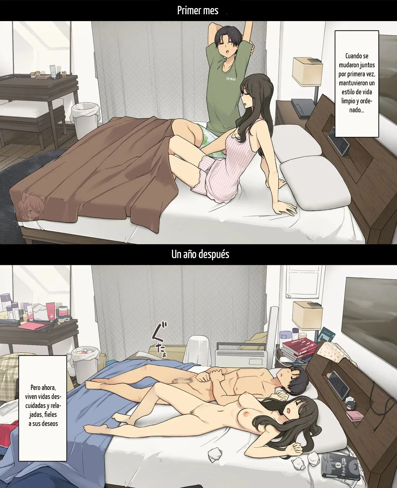 Dousei Seikatsu Ikkagetsume to Ichinen Ato, Asaokite kara Shuushin made no Hikaku | A Day in the Life of a Couple: Their First Month Living Together vs. One Year Later | Page 28