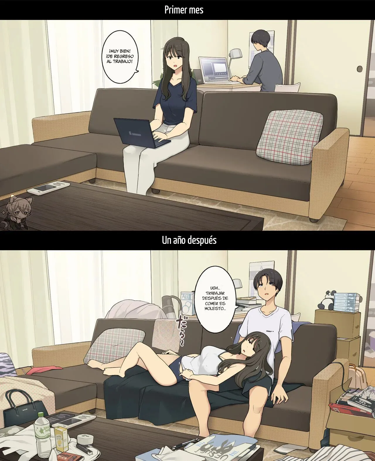 Dousei Seikatsu Ikkagetsume to Ichinen Ato, Asaokite kara Shuushin made no Hikaku | A Day in the Life of a Couple: Their First Month Living Together vs. One Year Later | Page 8