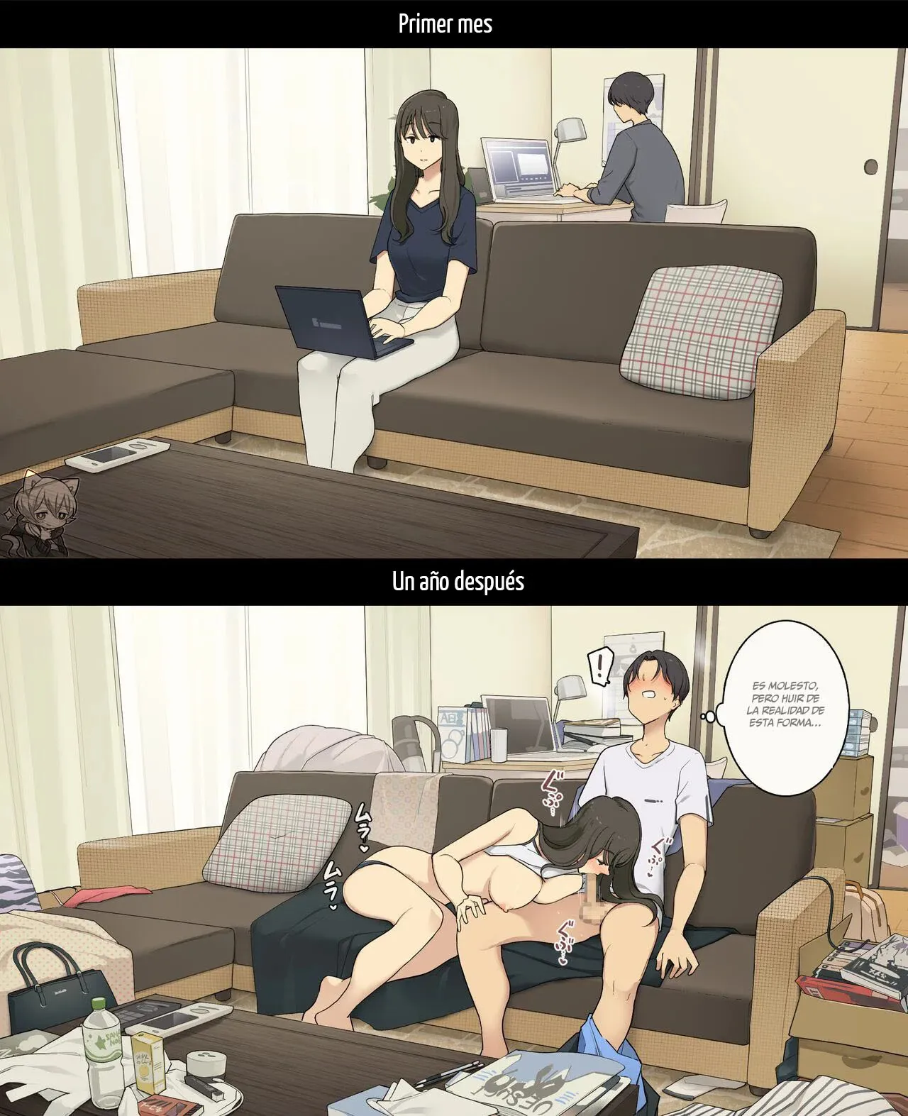 Dousei Seikatsu Ikkagetsume to Ichinen Ato, Asaokite kara Shuushin made no Hikaku | A Day in the Life of a Couple: Their First Month Living Together vs. One Year Later | Page 9