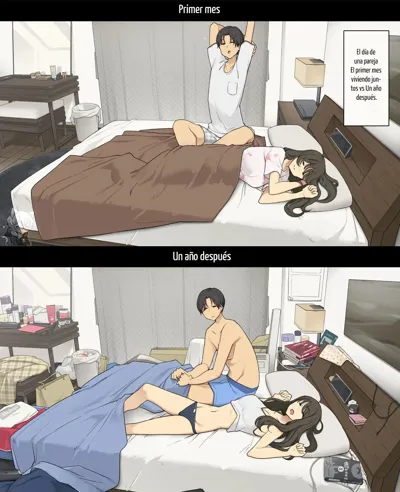 Dousei Seikatsu Ikkagetsume to Ichinen Ato, Asaokite kara Shuushin made no Hikaku | A Day in the Life of a Couple: Their First Month Living Together vs. One Year Later's main title page