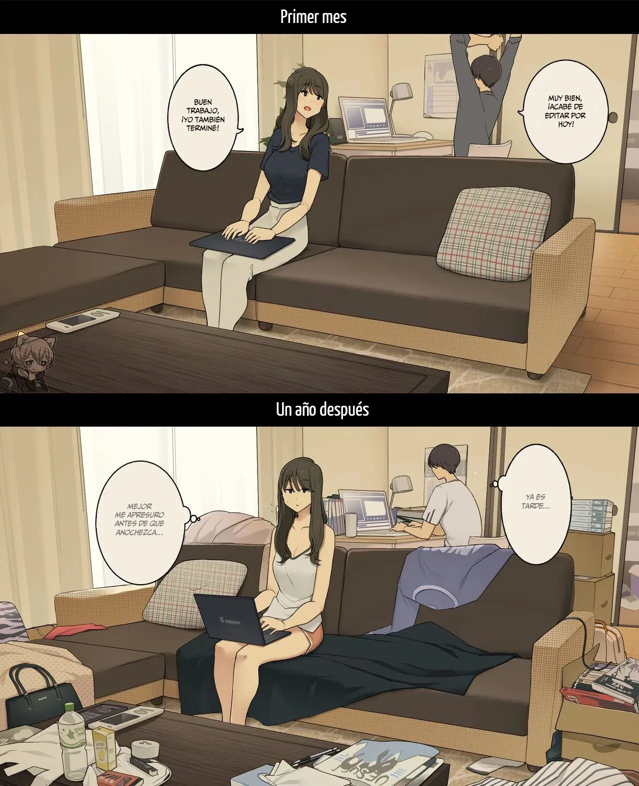 Dousei Seikatsu Ikkagetsume to Ichinen Ato, Asaokite kara Shuushin made no Hikaku | A Day in the Life of a Couple: Their First Month Living Together vs. One Year Later | Page 11